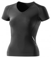 Dámské kompresní oblečení – Skins A400 Womens Black/Silver Top Short Sleeve