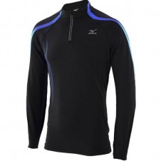 Pánská běžecká trička – Mizuno Perf.Warmer Top - červený proužek a potisk Pánská běžecká trička – Mizuno Perf.Warmer Top - červený proužek a potisk