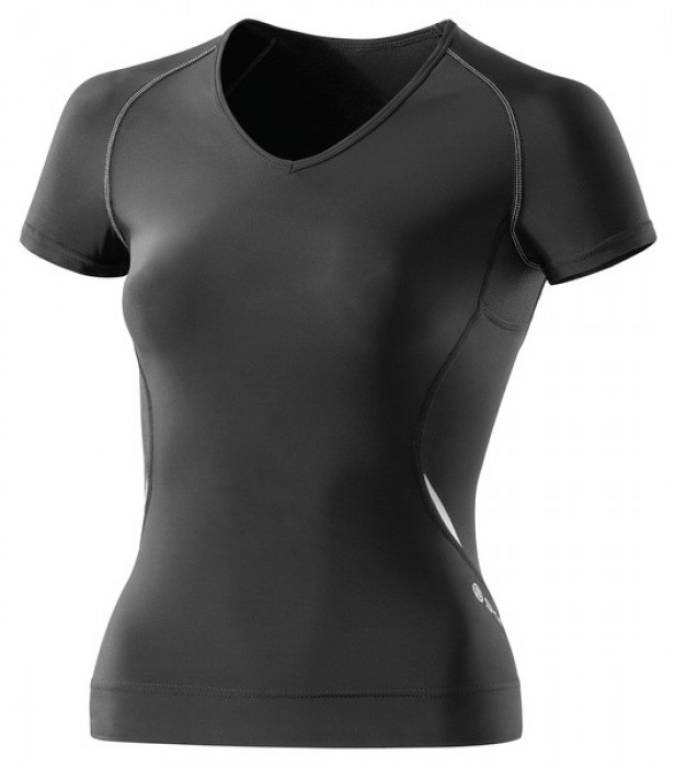 Skins A400 Womens Black/Silver Top Short Sleeve