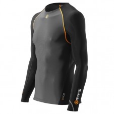 Pánská kompresní trička – Skins Bio S400 - Thermal Mens Black/Graphite/Orange Long Sleeve Top